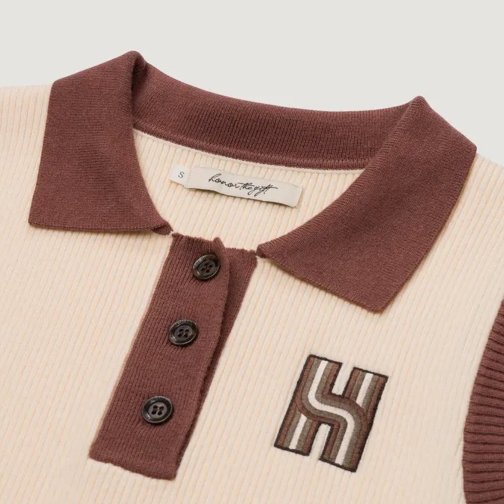 Honor The Gift Womens Ribbed Tennis Dress In Cream And Brown Polo Xl Nwt — image 8 of 8